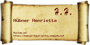 Hübner Henrietta névjegykártya